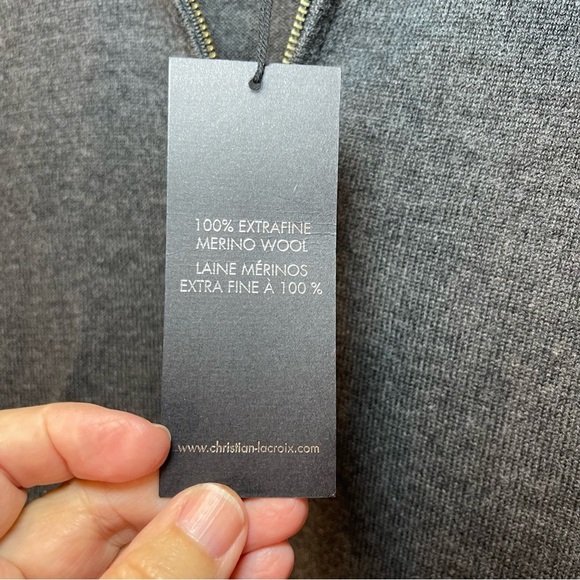 Christian LaCroix Charcoal Gray Merino Wool Pullover Sweater Mens Size CL NWT - Picture 3 of 6